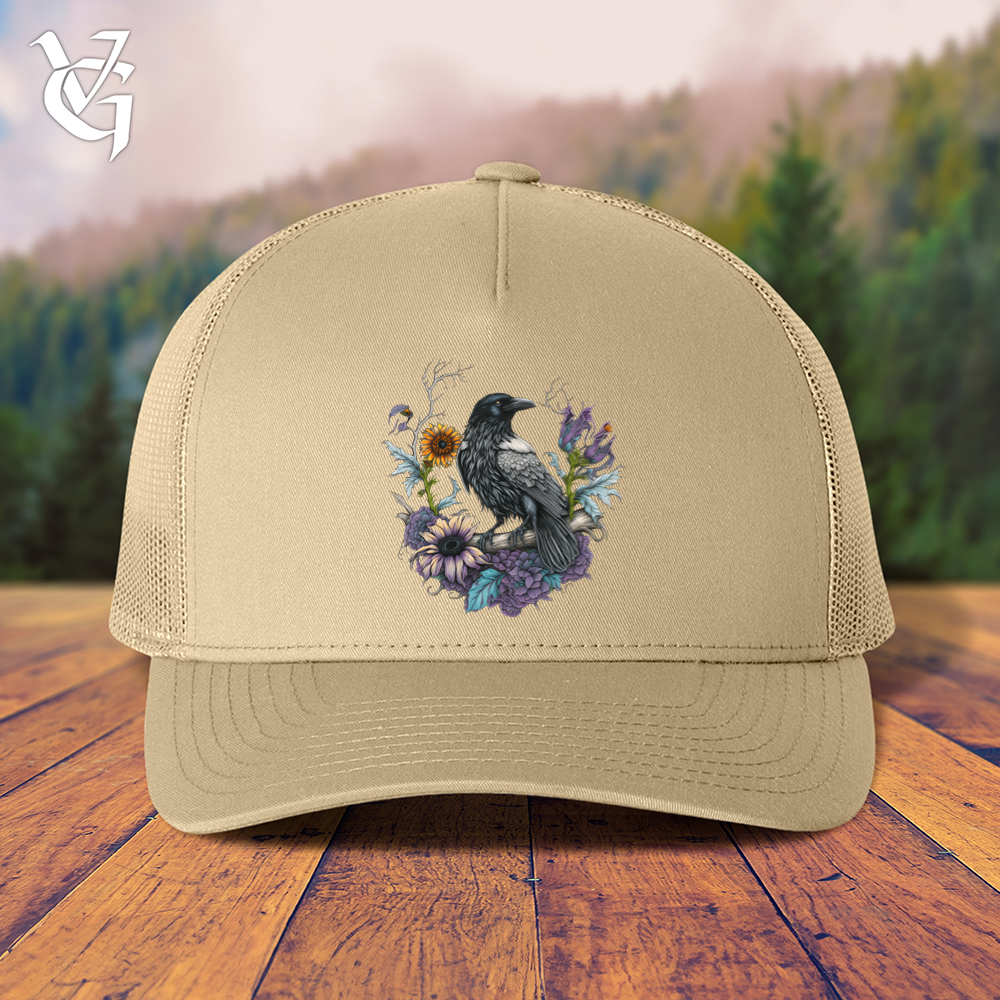 Viking Goods Flower Wreath Raven Trucker Cap Khaki