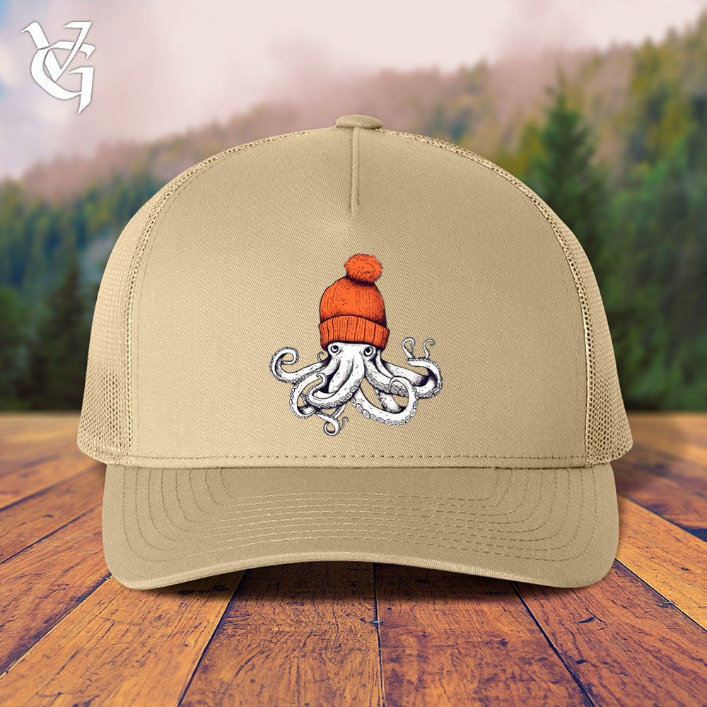 Viking Goods Octopus Orange Beanie Trucker Cap Khaki