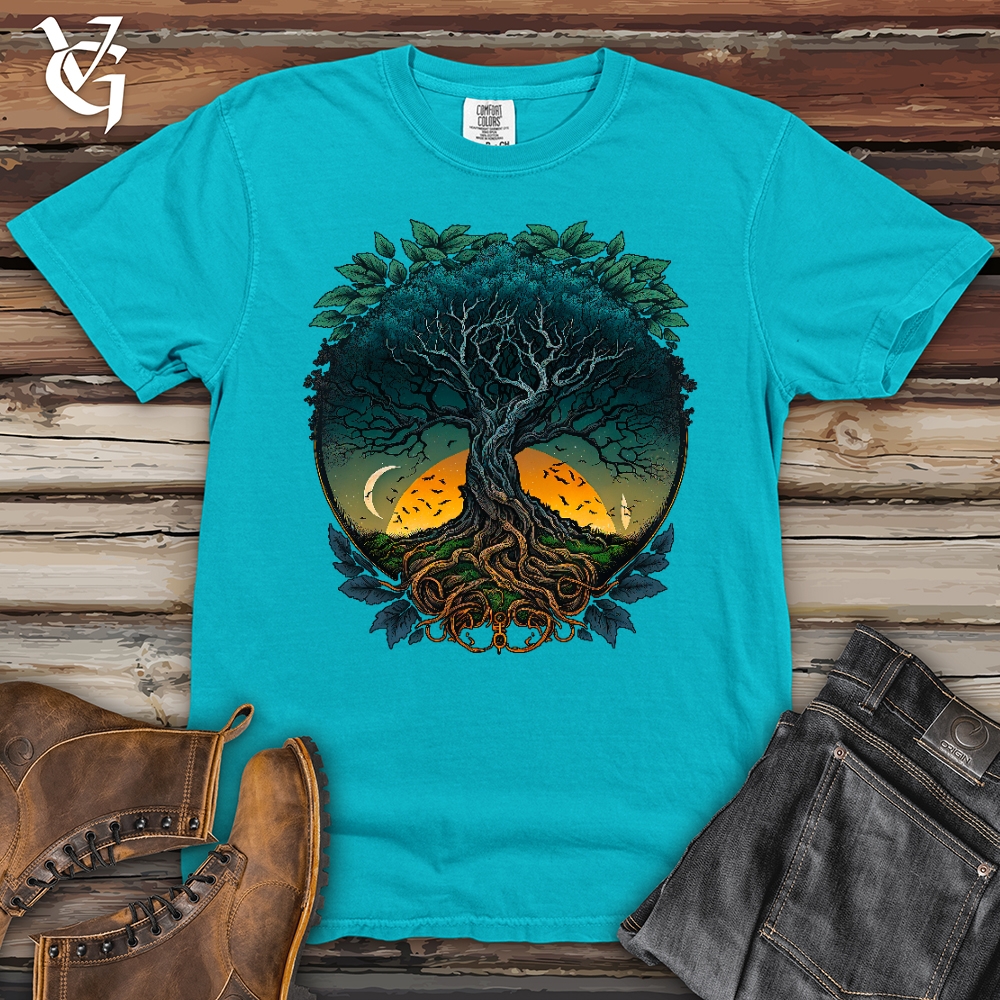 Viking Goods Sunset Yggdrasil Heavy Cotton Comfort Colors Tee Lagoon / L