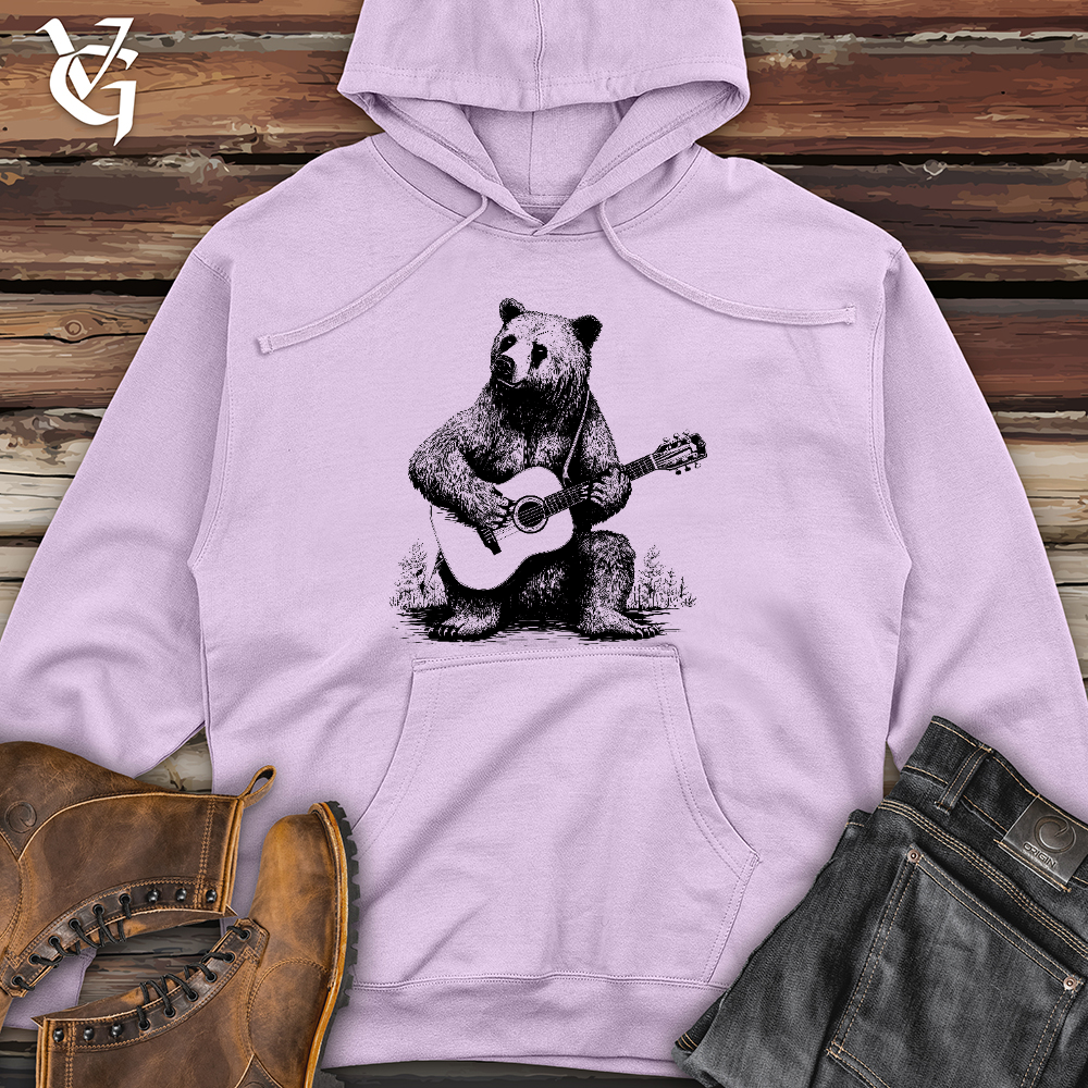 Viking Goods Bear Guitarist Midweight Hooded Sweatshirt Lavender / L