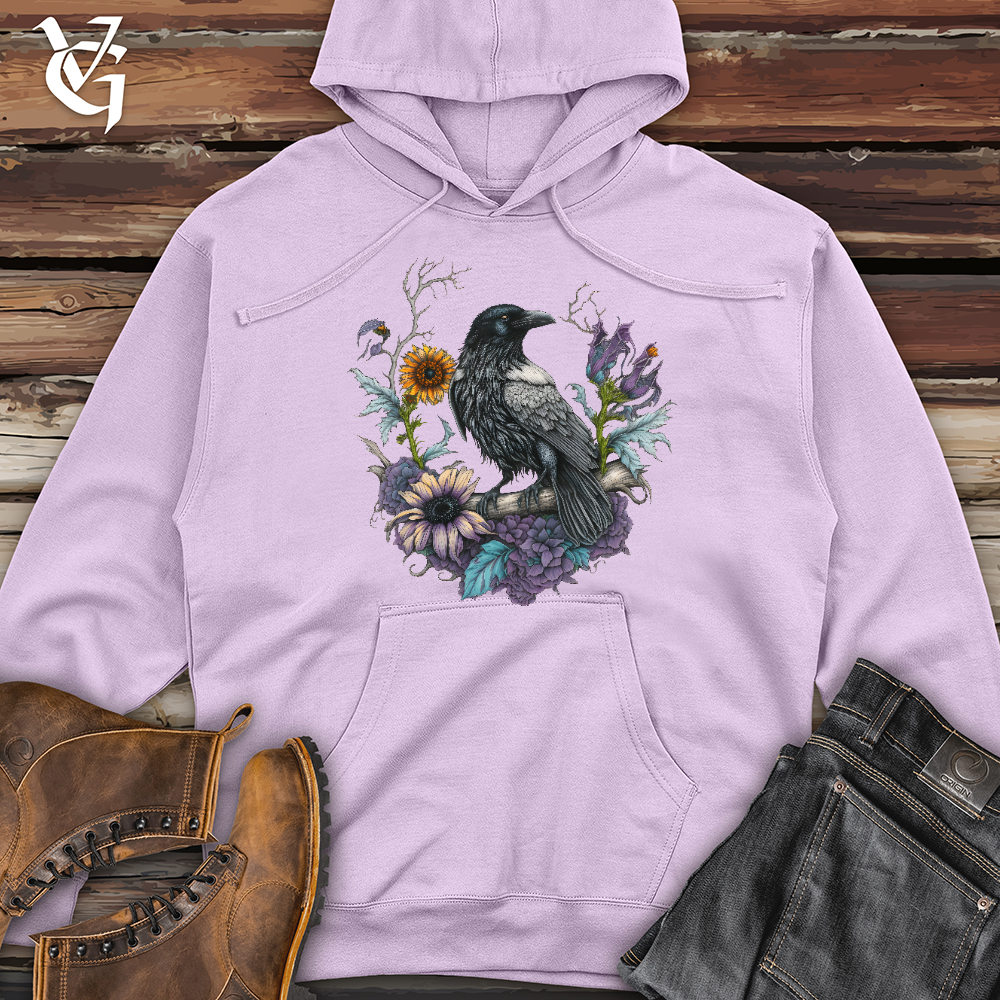 Viking Goods Flower Wreath Raven Midweight Hooded Sweatshirt Lavender / L