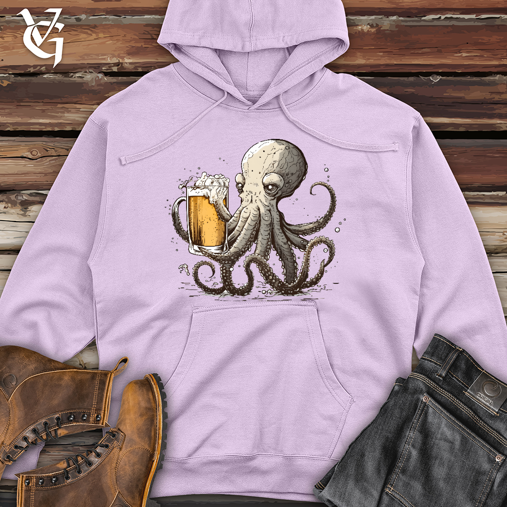 Viking Goods Octopus Happy Hour Midweight Hooded Sweatshirt Lavender / L
