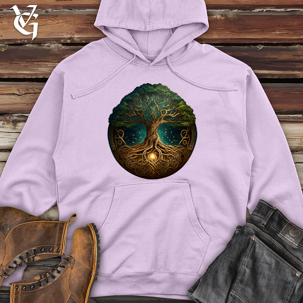 Viking Goods Yggdrasil Tree Midweight Hooded Sweatshirt Lavender / L