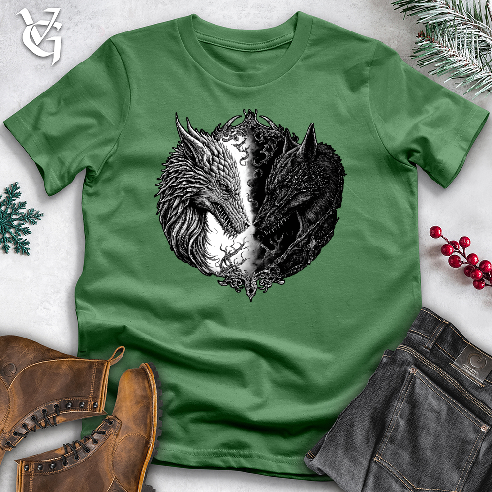 Viking Goods Dragon and Wolf Cotton Tee Leaf / L