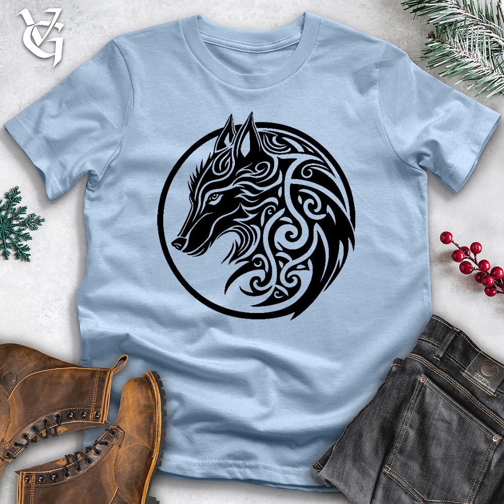 Viking Goods Celtic Wolf Art Cotton Tee Light Blue / L