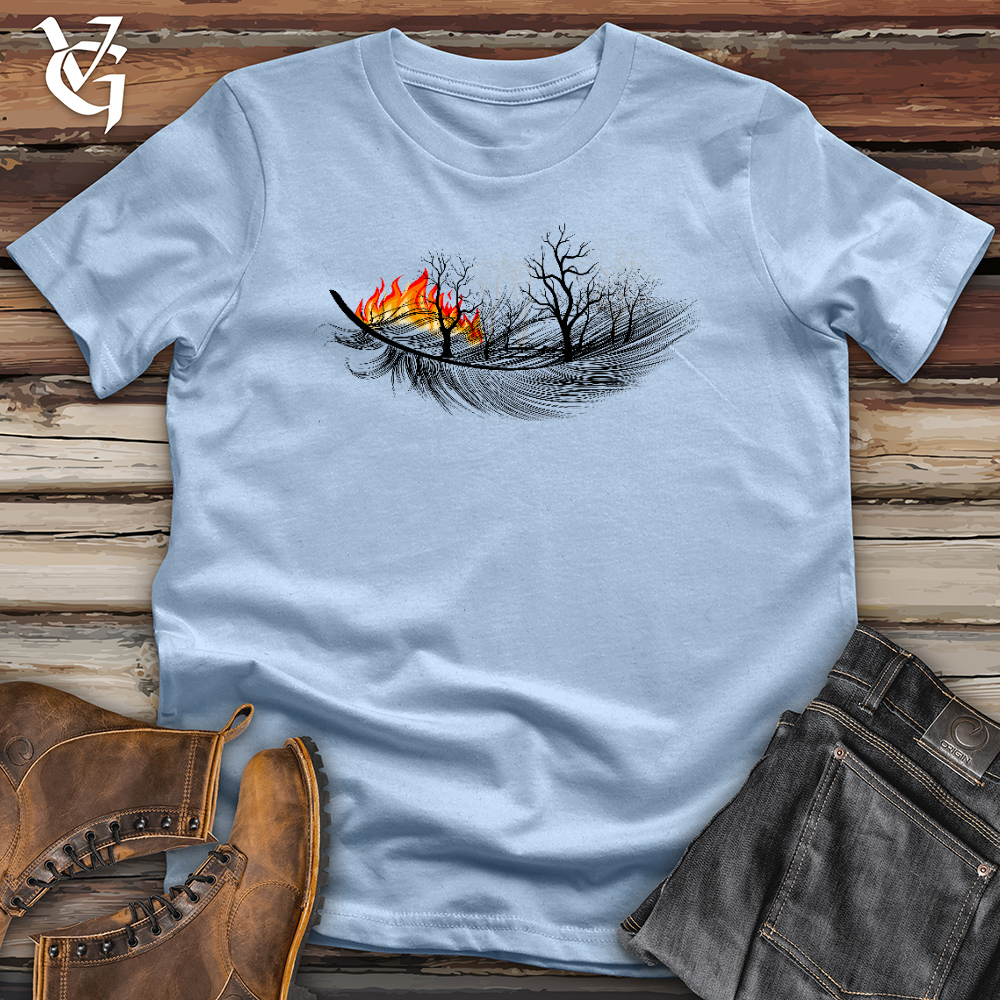 Viking Goods Feathered the Flames  Cotton Tee Light Blue / L