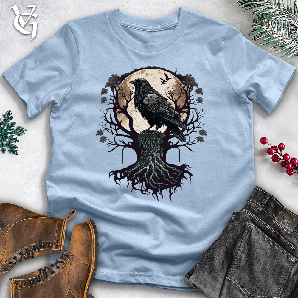 Viking Goods Full Moon Raven Cotton Tee Light Blue / L