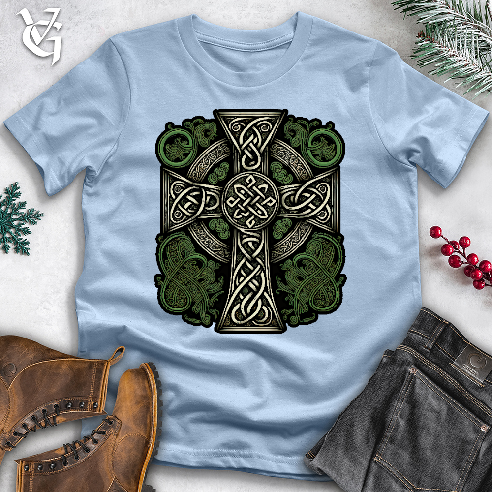Viking Goods Green Celtic Cross Tee Light Blue / L