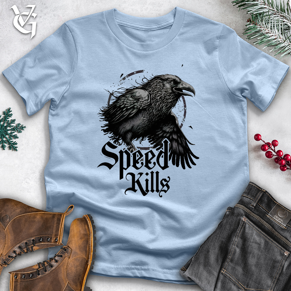 Viking Goods Speed Kills Black Cotton Tee Light Blue / L