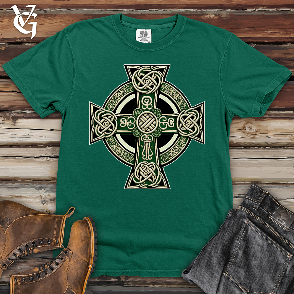 Viking Goods Knotted Celtic Crosses Heavy Cotton Comfort Colors Tee Light Green / L