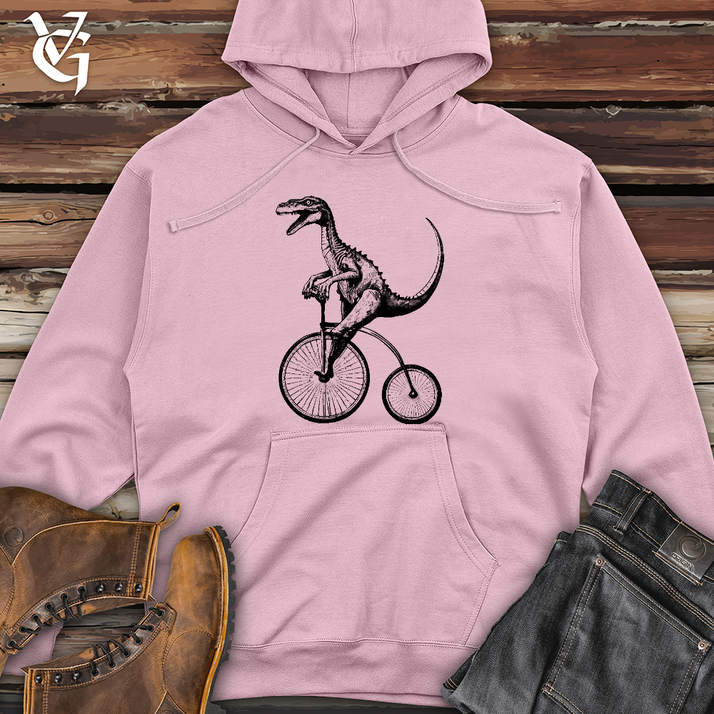 Viking Goods Dinosaur Cyclist Midweight Hooded Sweatshirt Light Pink / L