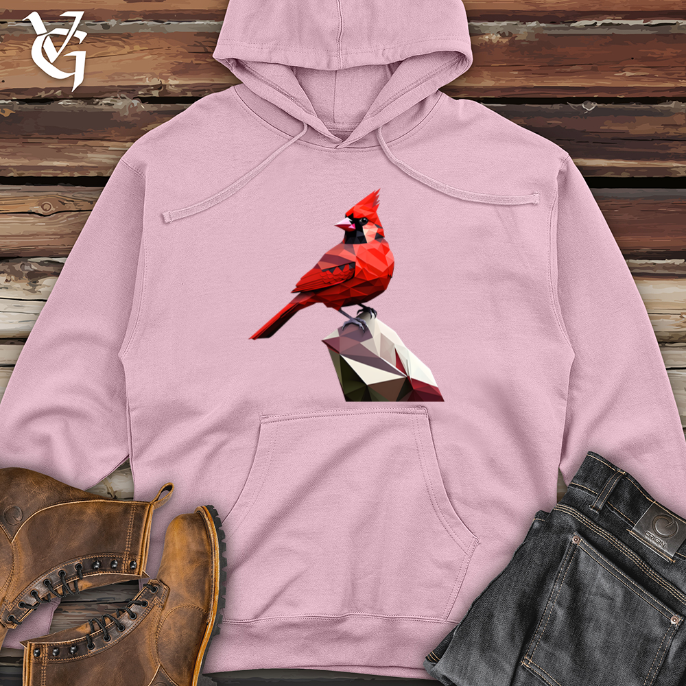Viking Goods Geometric Cardinal Bird Midweight Hooded Sweatshirt Light Pink / L