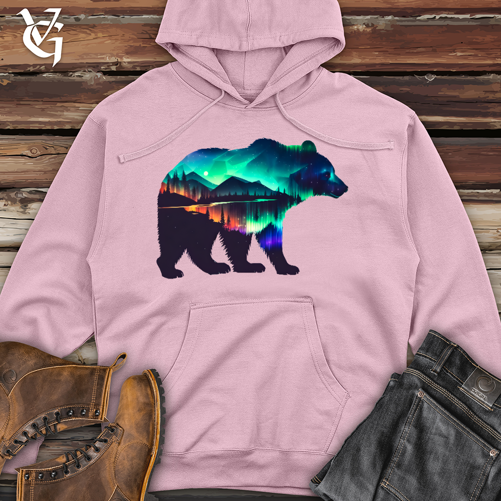 Viking Goods Northern Lights Bear Midweight Hooded Sweatshirt Light Pink / L