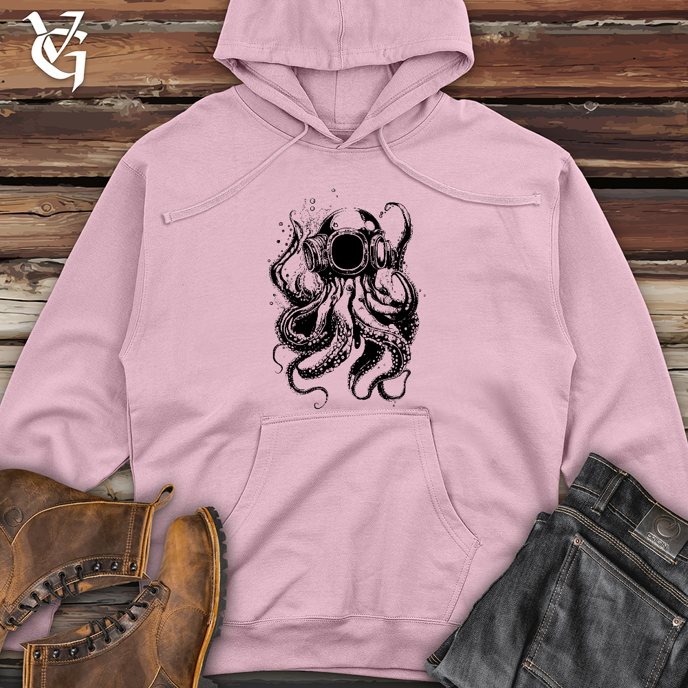 Viking Goods Scuba Octopus Midweight Hooded Sweatshirt Light Pink / L