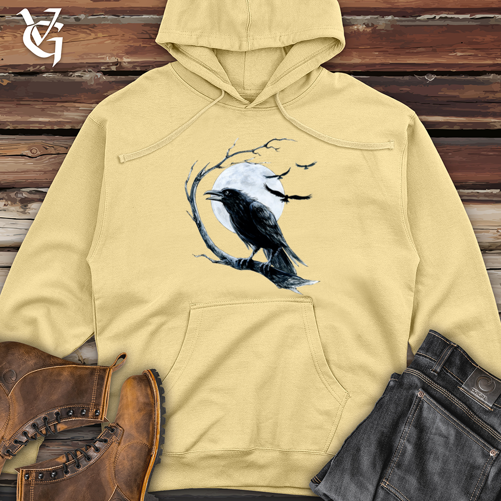 Viking Goods Cold Winter Raven Midweight Hooded Sweatshirt Light Yellow / L