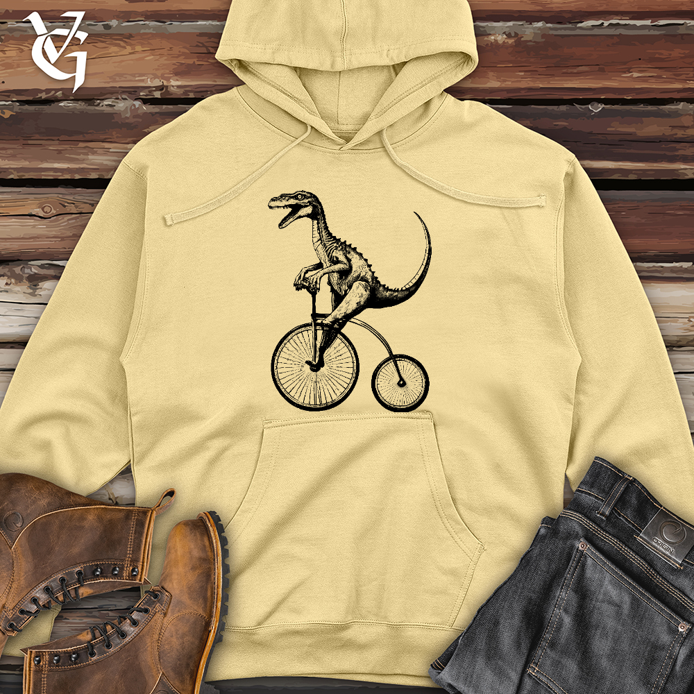 Viking Goods Dinosaur Cyclist Midweight Hooded Sweatshirt Light Yellow / L