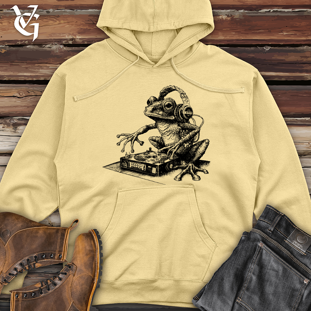 Viking Goods Dj Frog Midweight Hooded Sweatshirt Light Yellow / L