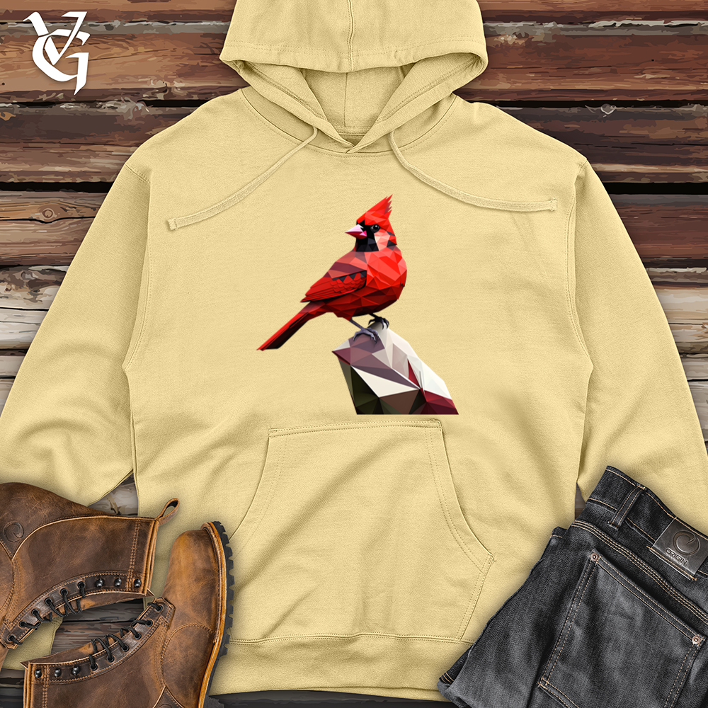 Viking Goods Geometric Cardinal Bird Midweight Hooded Sweatshirt Light Yellow / L