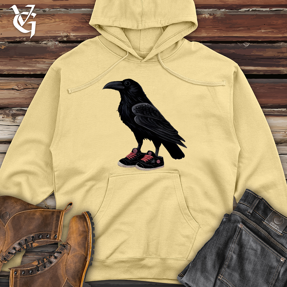 Viking Goods Raven Wearing Sneakers Midweight Hooded Sweatshirt Light Yellow / L