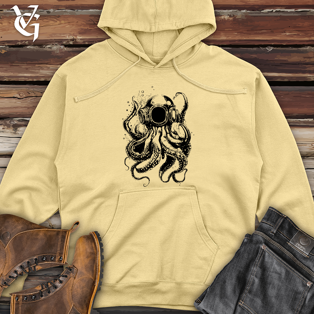 Viking Goods Scuba Octopus Midweight Hooded Sweatshirt Light Yellow / L