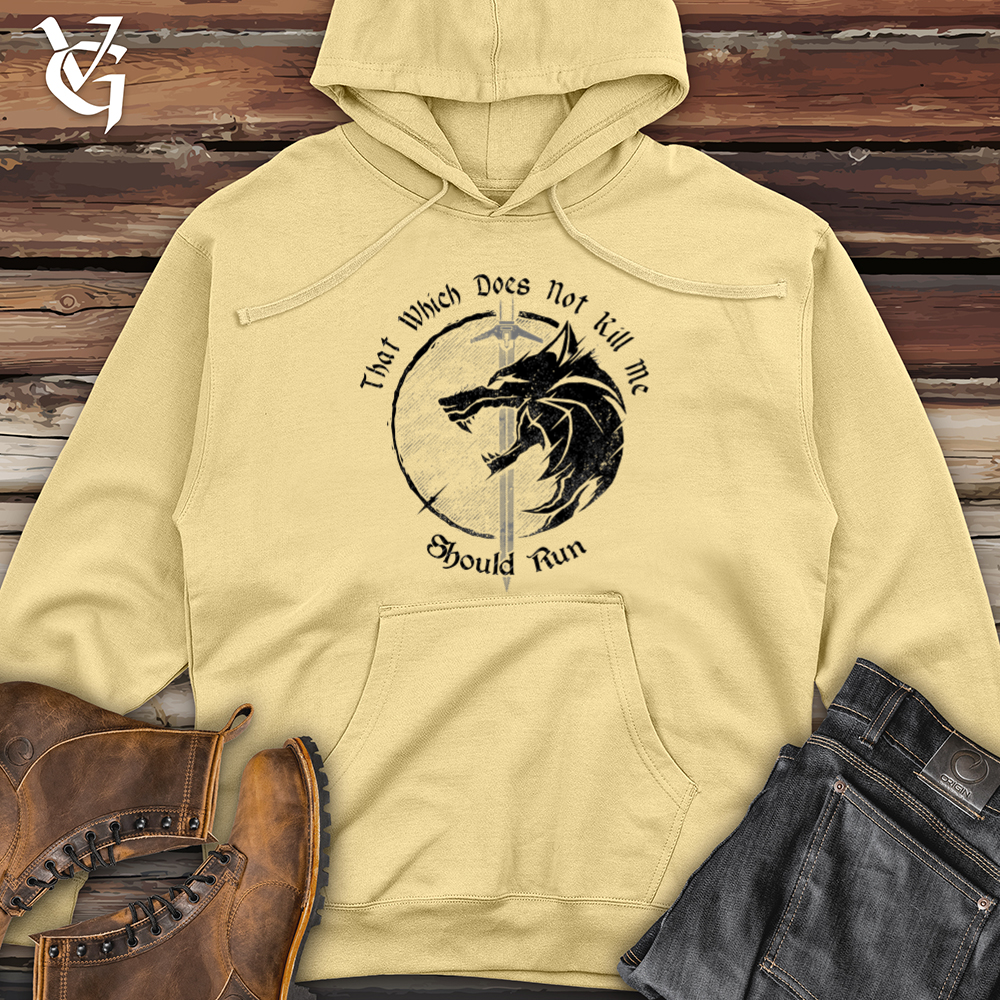 Viking Goods Should Run Wolf  Midweight Hooded Sweatshirt Light Yellow / L
