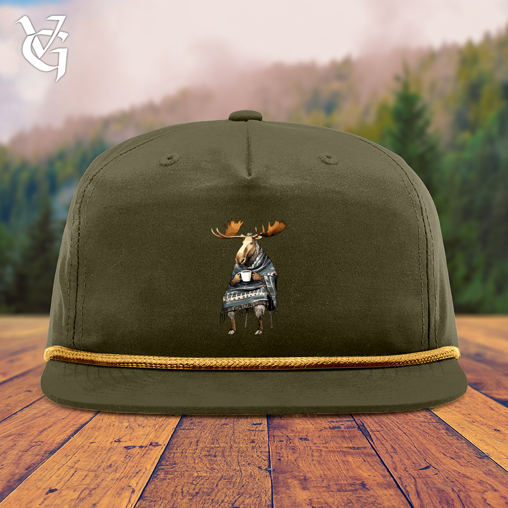 Viking Goods Coffee Drinking Moose Snapback Cap Loden/ Amber Gold