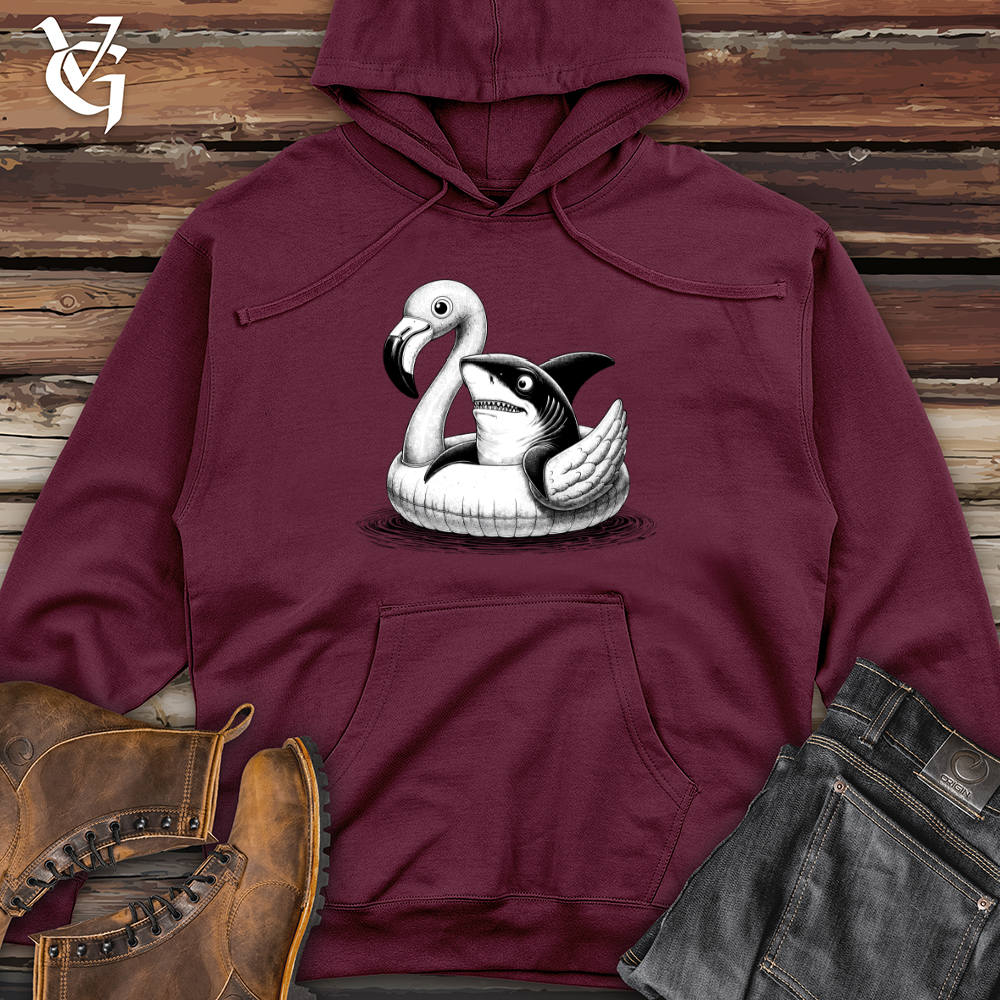 Viking Goods A Shark laying on top of a Flamingo Midweight Hooded Sweatshirt Maroon / L