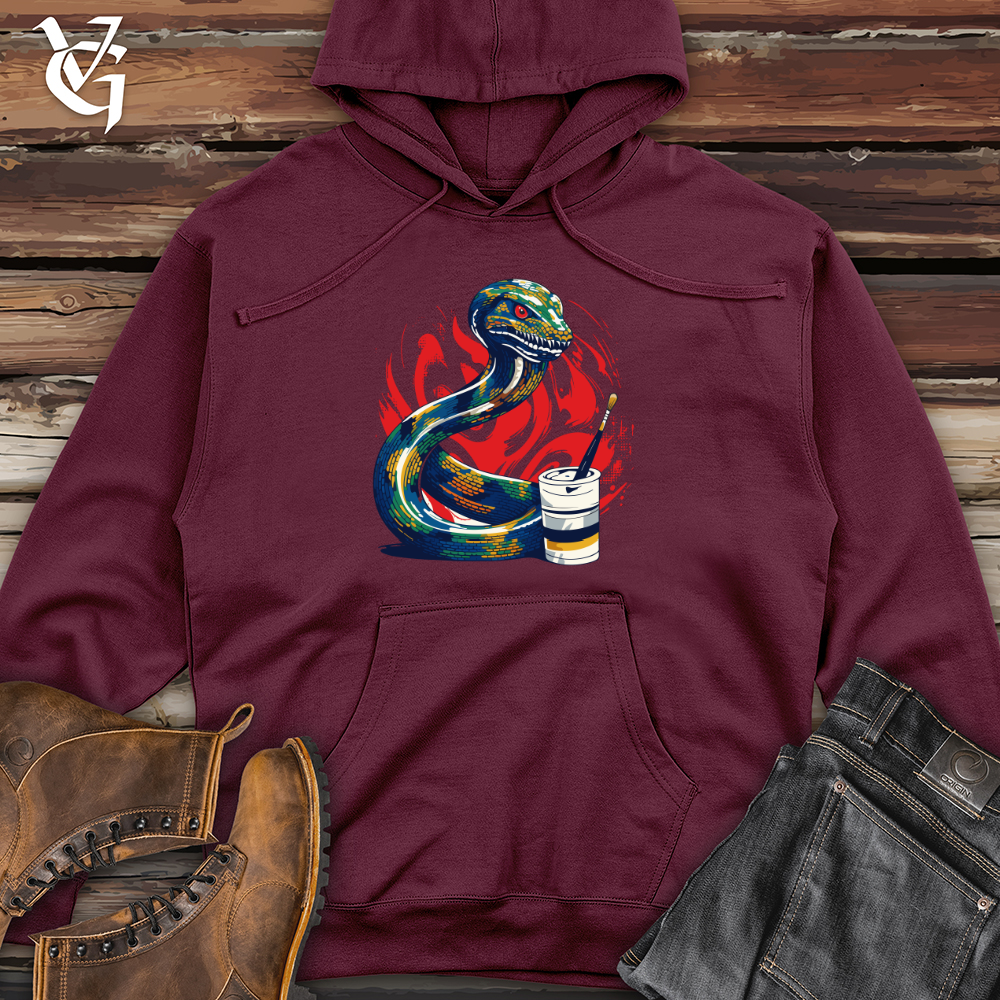 Viking Goods Abstract Serpent Strokes Midweight Hooded Sweatshirt Maroon / L
