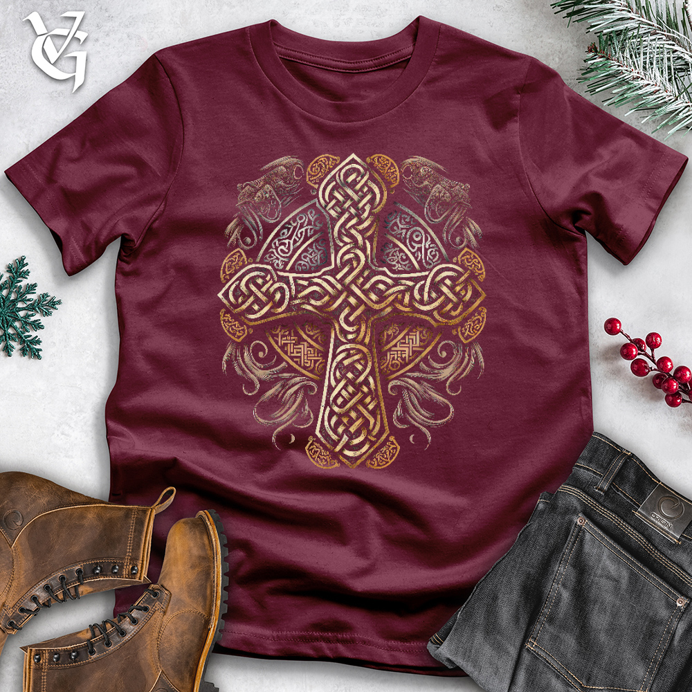 Viking Goods Ancient Celtic Cross Cotton Tee Maroon / L