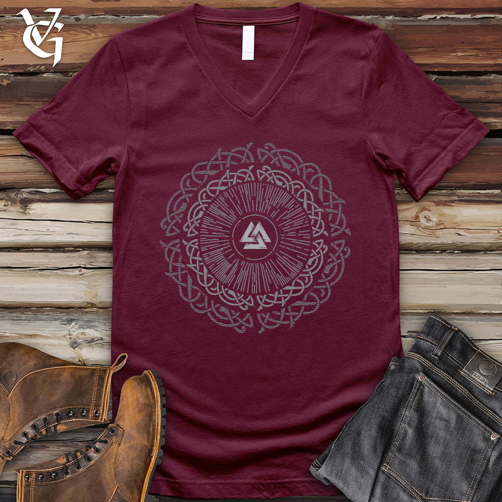 Viking Goods Ancient Round Celtic V- Neck Tee Maroon / L