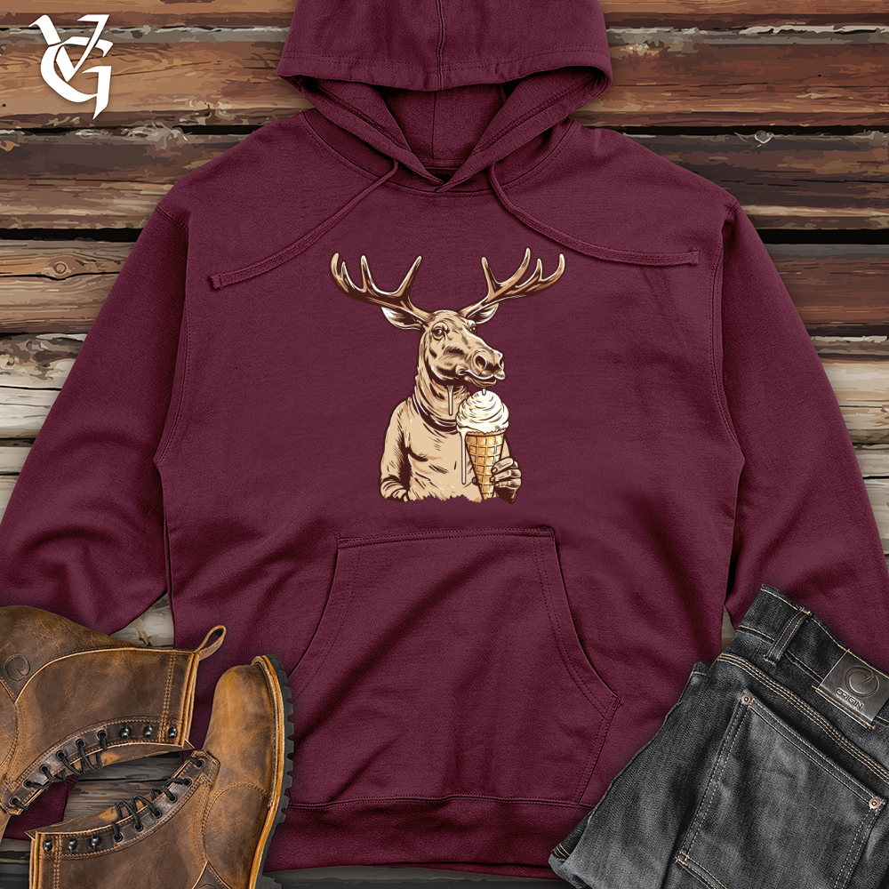 Viking Goods Antlered Ice Cream Balancer Midweight Hooded Sweatshirt Maroon / L