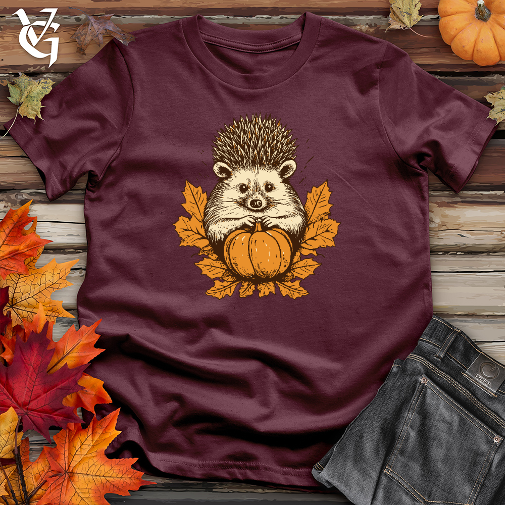 Viking Goods Autumn Crowned Hedgehog Cotton Tee Maroon / L