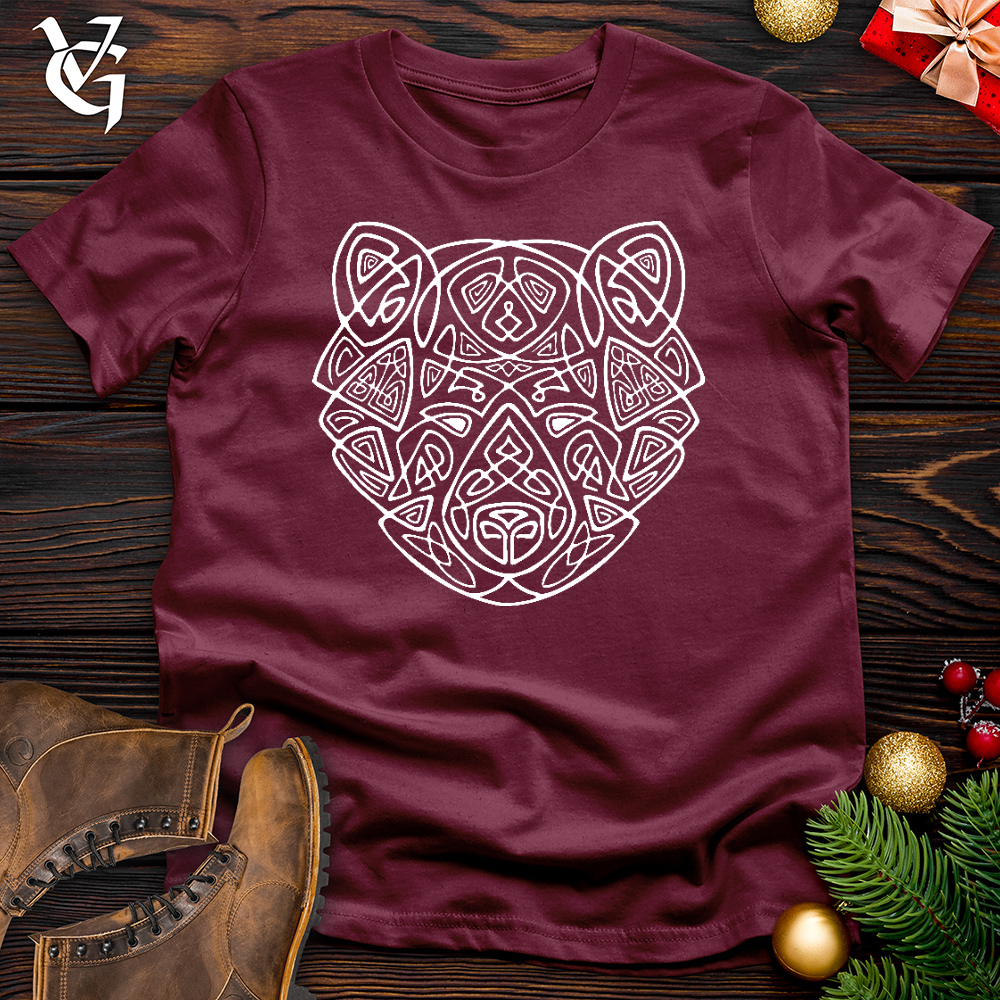Viking Goods Bear Head Celtic Style Cotton Tee Maroon / L