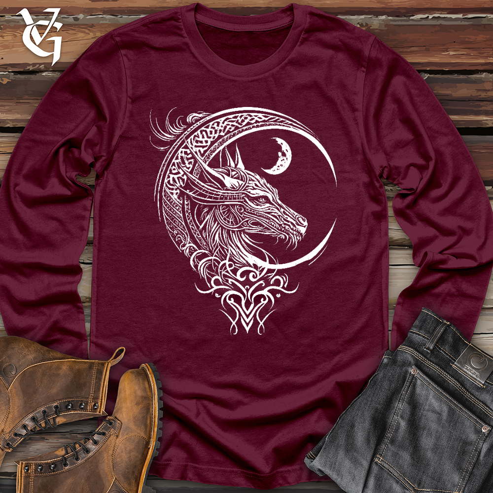 Viking Goods Celtic Dragon and Moon Long Sleeve Maroon / L