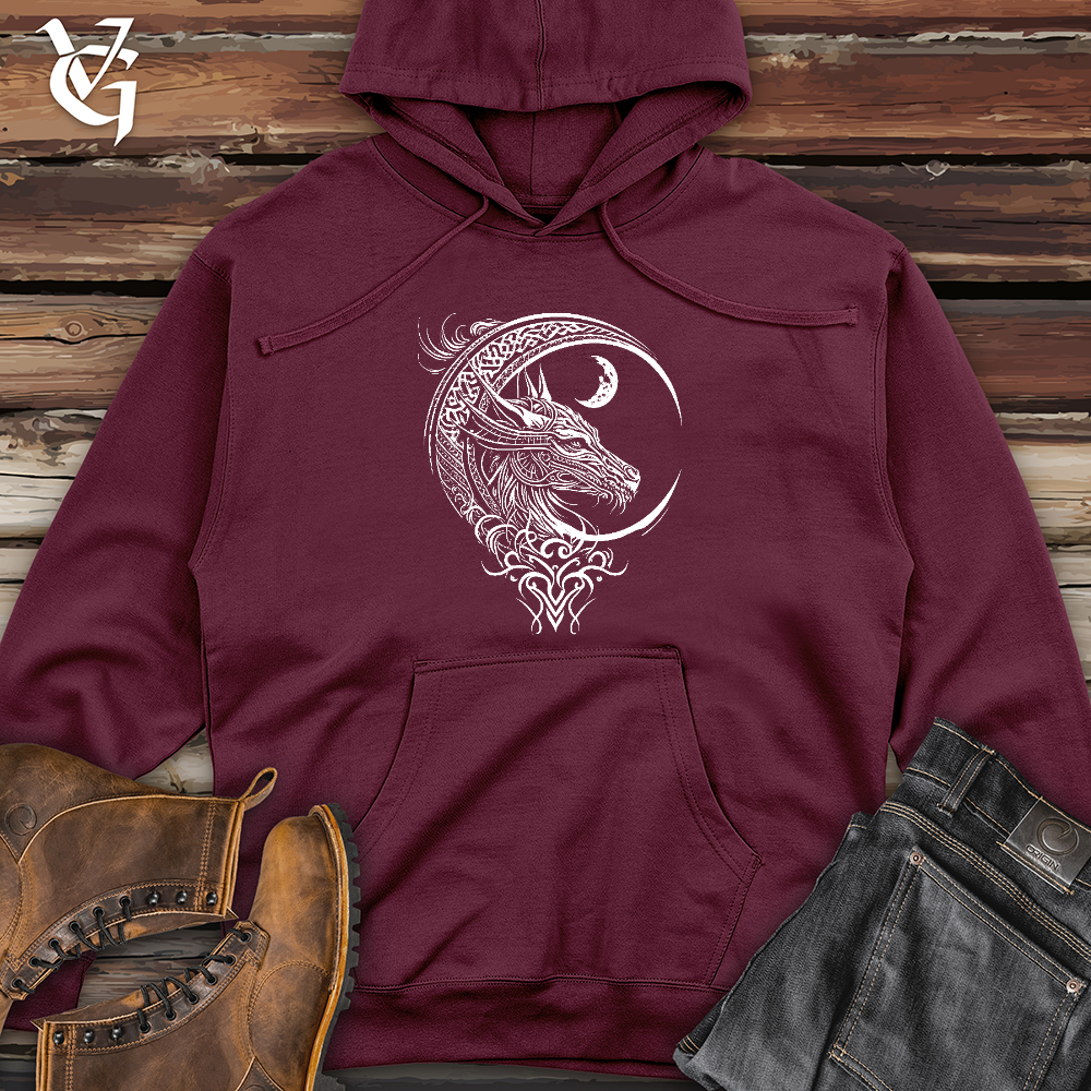 Viking Goods Celtic Dragon and Moon Midweight Hooded Sweatshirt Maroon / L