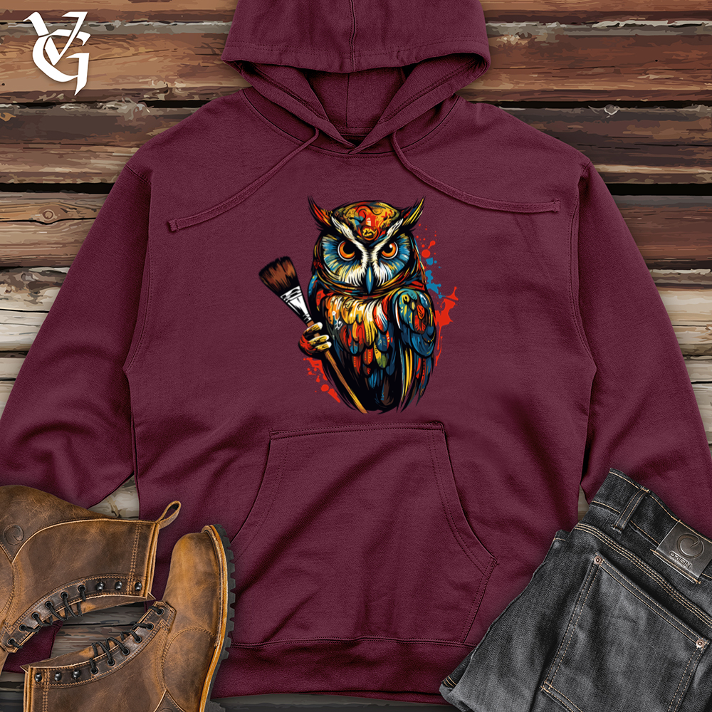 Viking Goods Classic Painter Owl 01 Midweight Hooded Sweatshirt Maroon / L