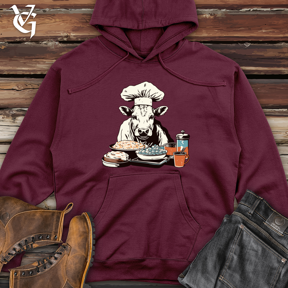 Viking Goods Cow Culinary Delight Midweight Hooded Sweatshirt Maroon / L
