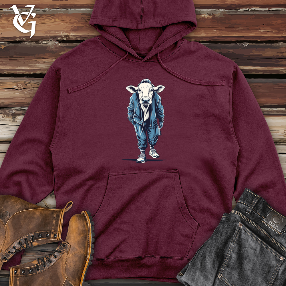 Viking Goods Cow Sweatsuit Crew Midweight Hooded Sweatshirt Maroon / L