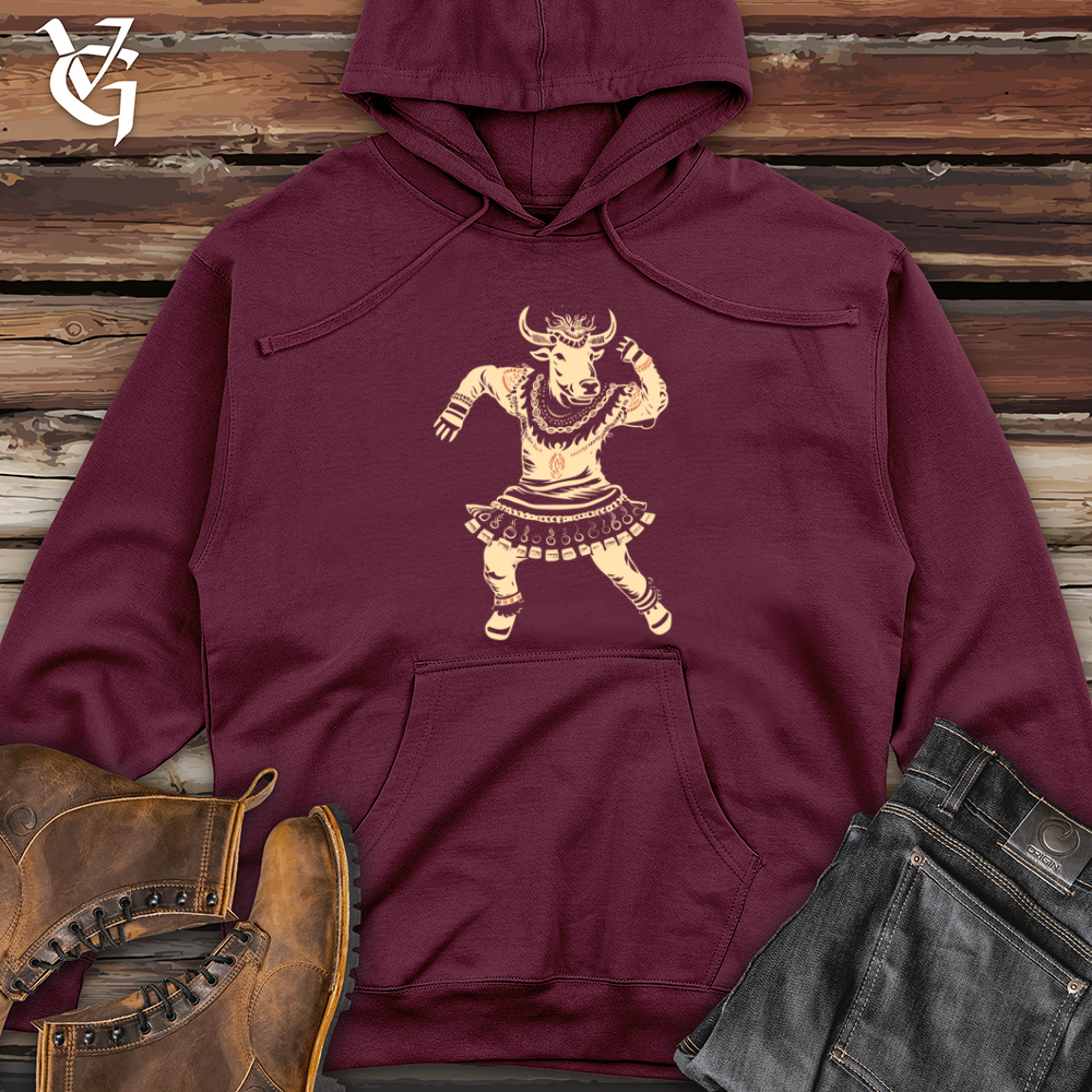 Viking Goods Cow Tribal Dance Midweight Hooded Sweatshirt Maroon / L