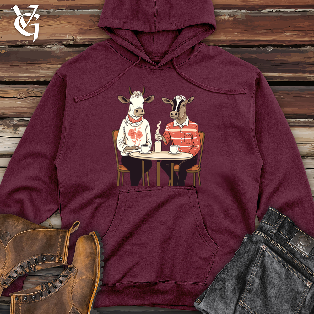 Viking Goods Cows Coffee Date Midweight Hooded Sweatshirt Maroon / L