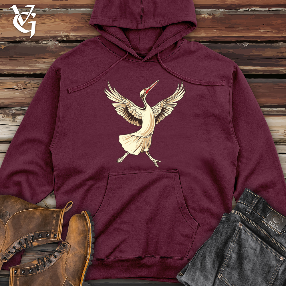 Viking Goods Crane Elegant Dance Midweight Hooded Sweatshirt Maroon / L