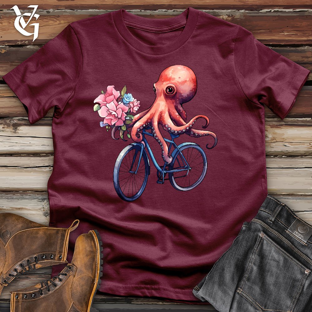 Viking Goods Cycling Octopus Cotton Tee Maroon / L