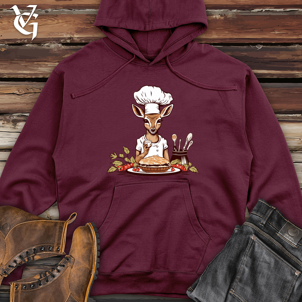 Viking Goods Deer Pastry Chef Midweight Hooded Sweatshirt Maroon / L