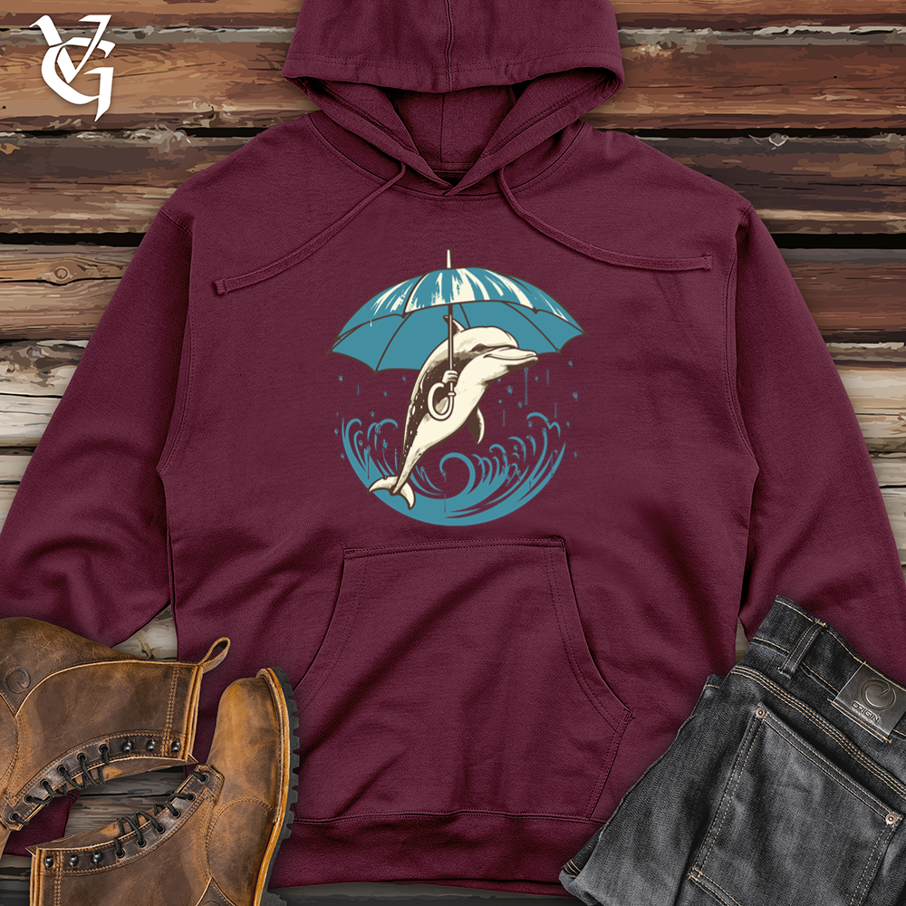Viking Goods Dolphin Ocean Drizzle Umbrella Oasis Midweight Hooded Sweatshirt Maroon / L