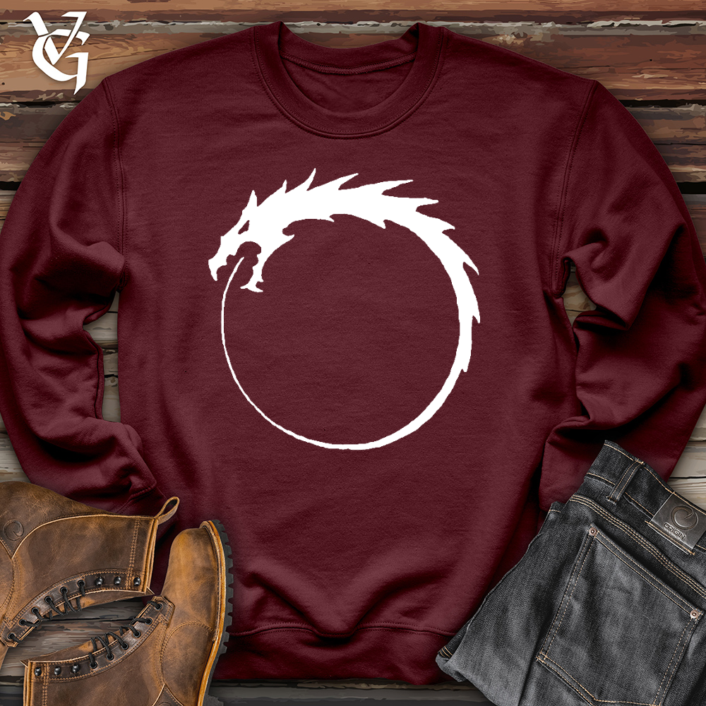 Viking Goods Dragon Circle White Crewneck Maroon / L