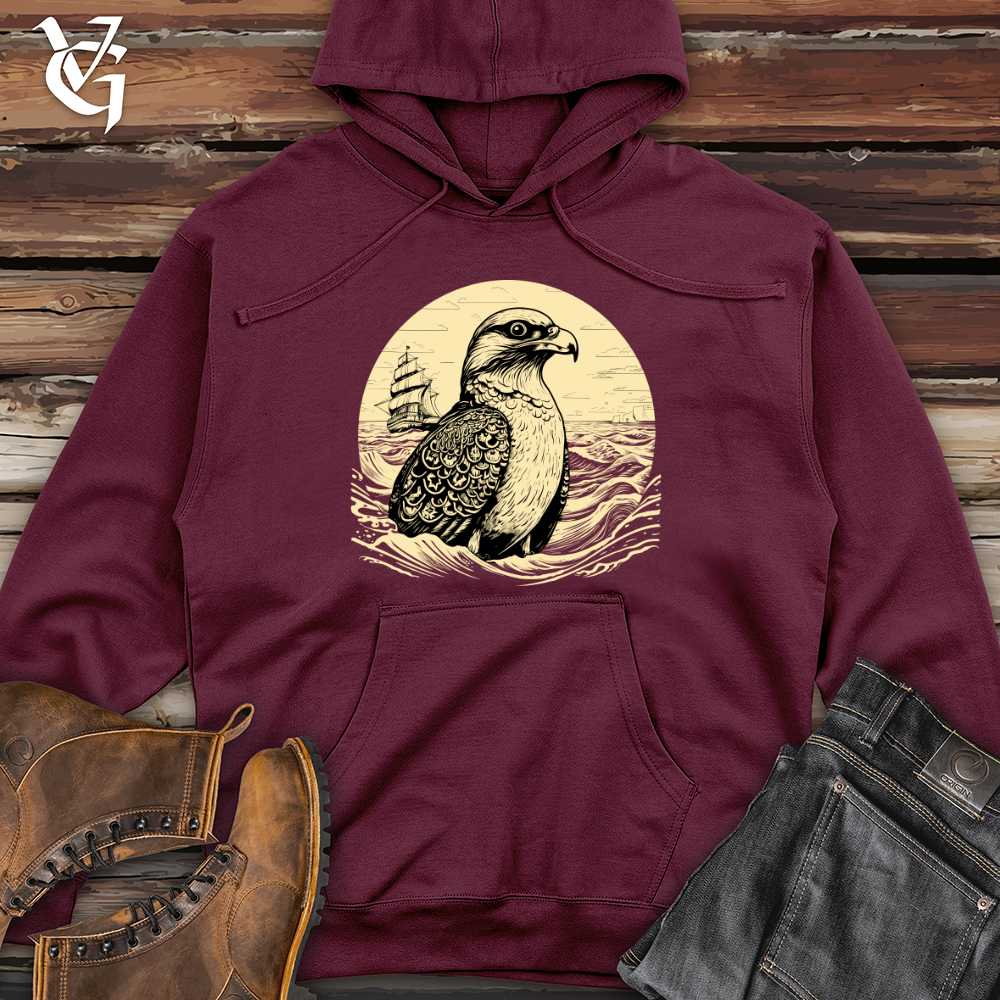 Viking Goods Eagle Nautical Voyage Midweight Hooded Sweatshirt Maroon / L