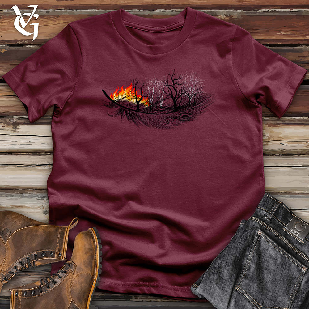 Viking Goods Feathered the Flames  Cotton Tee Maroon / L