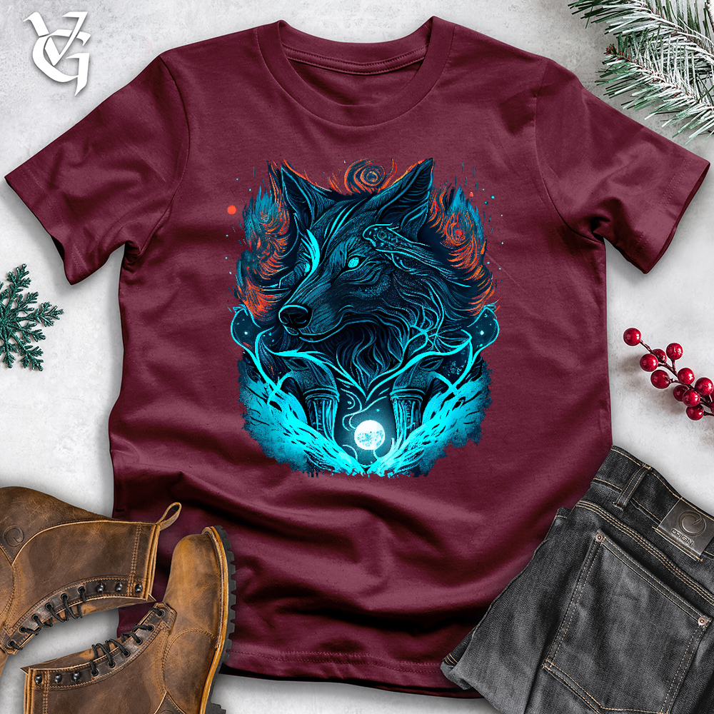 Viking Goods Fenrir Wolf Cotton Tee Maroon / L