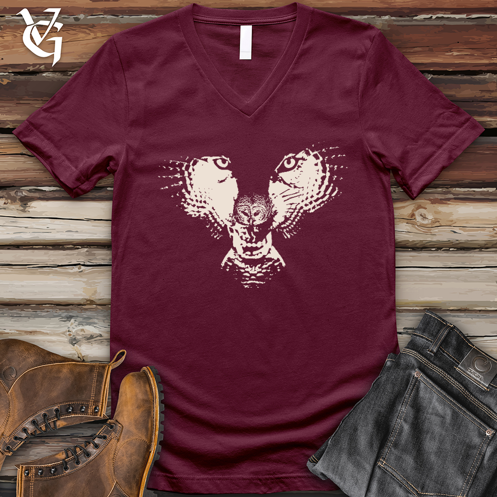 Viking Goods Flying Wolf V- Neck Tee Maroon / L