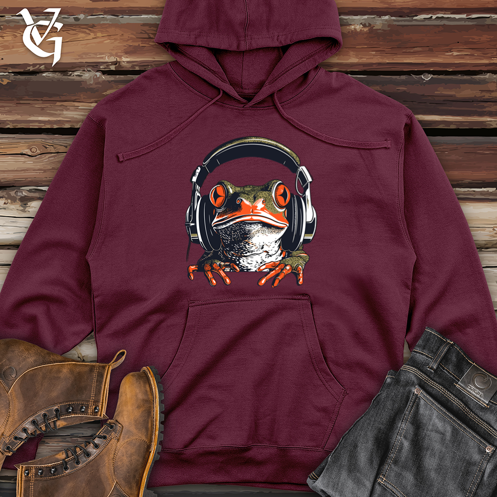 Viking Goods Frog Pond Beat Headphone Rhythm Midweight Hooded Sweatshirt Maroon / L